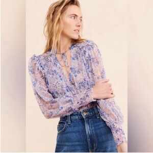 Free People Twyla Sheer Floral Blouse